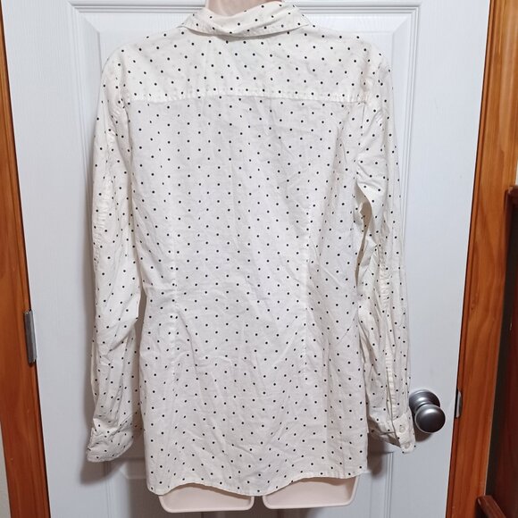 Tommy Hilfiger Black and White Polka Dot Button Down Shirt Large - Picture 2 of 5